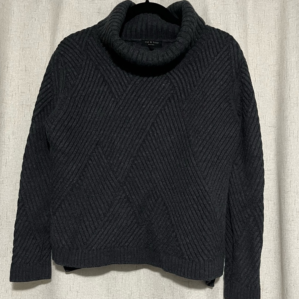 rag & bone Charcoal Cowl Neck Sweater